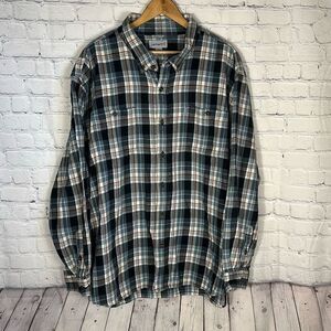Carhartt Relaxed Fit Flannel Workwear Blue  Plaid Long Sleeve  Shirt Shacket 4XL